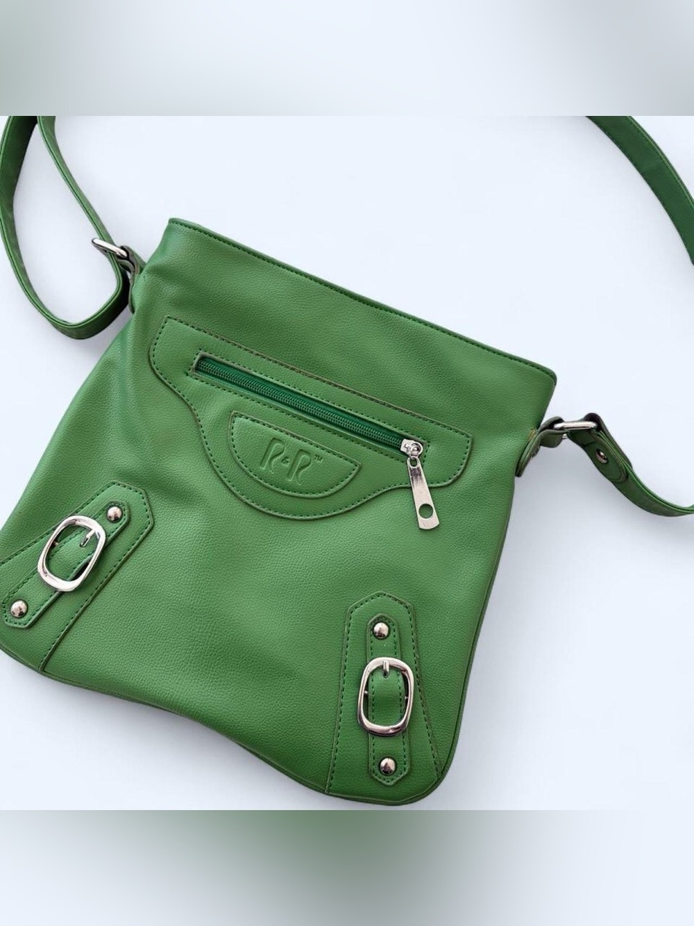 Y2K apple green faux leather crossbody bag